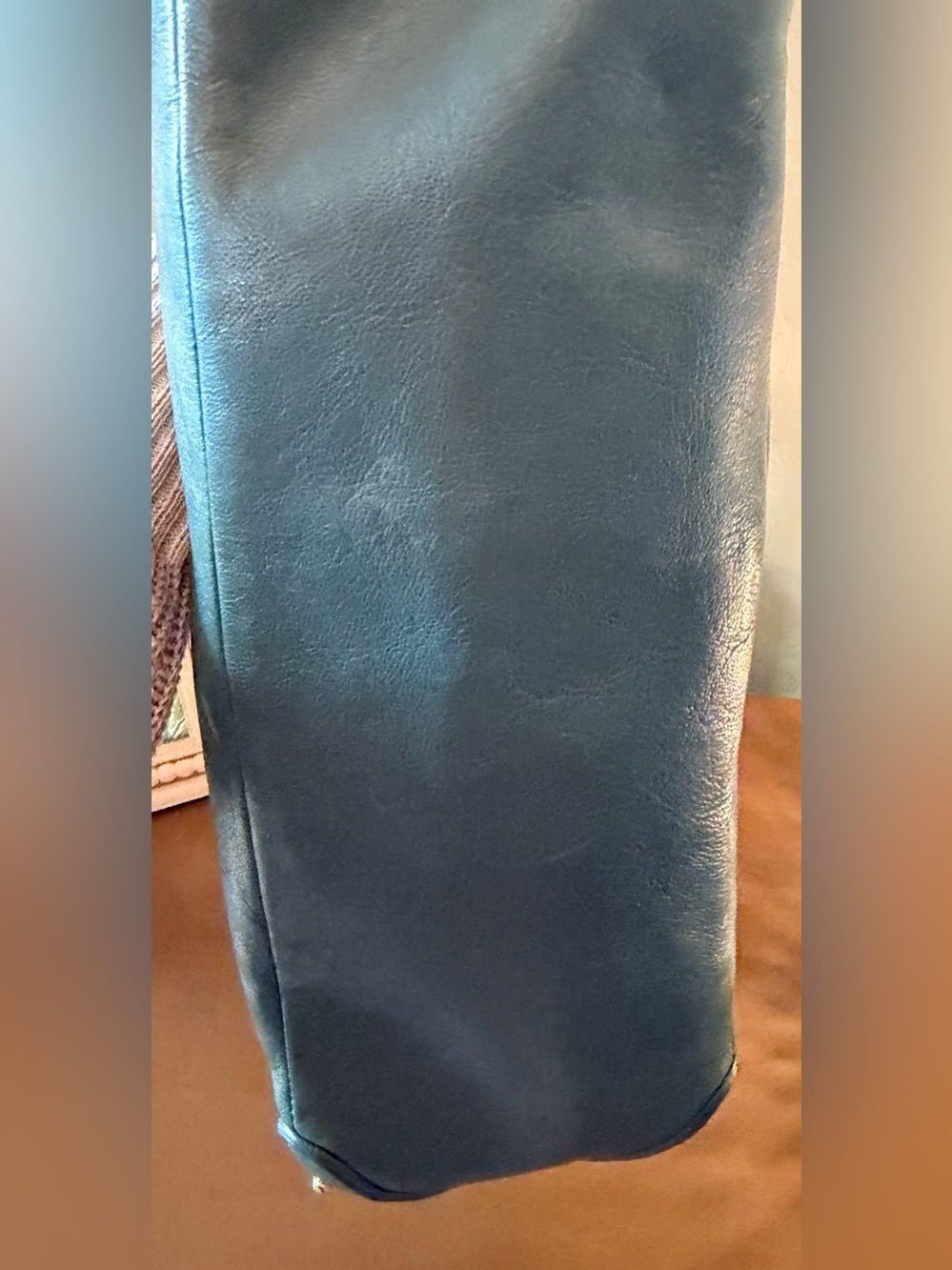 Michael Kors Vintage East West Teal Leather Shoulder Bag with Studded Zip Pocket - Picture 13 of 15